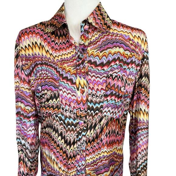 Grace Chuang New York Dress Polyester Button Front Medium Abstract Print Artsy - Picture 2 of 11